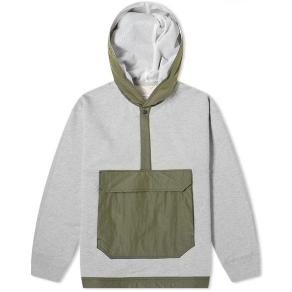 Reigning Champ Nylon Patch Popover Hoody Hoodie Gray Large - Picture 1 of 9